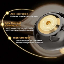 Gomexus 90mm Aluminium Power Handle With 45mm Titanium Knob - Black & Gold -Sportangelgeschäft LYS90TB45BKGD 5